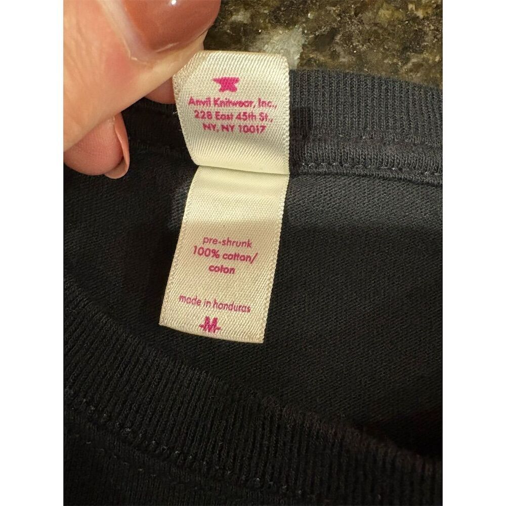 Anvil Women's M Black Long Sleeve T-Shirt Embroidered Casual Top - Picture 6 of 7